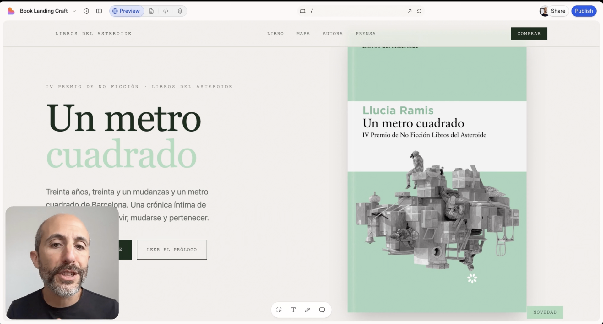 Crear "landing pages" de venta de nuestros libros con IA